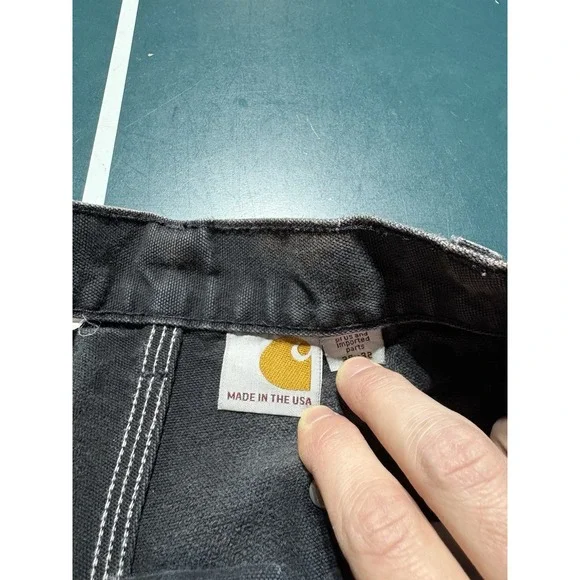 Vintage Carhartt Double Knee Pants Size 32x28 Faded Black BLK B01 Distressed USA - Picture 9 of 16